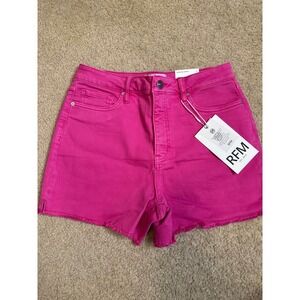RFM Los Angeles Essential Shorts Hot Pink Garment Dyed Raw Hem Denim Shorts L